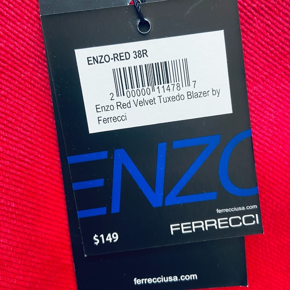 Ferrecci Enzo Red Slim Fit Velvet Tuxedo Blazer - Picture 9 of 11